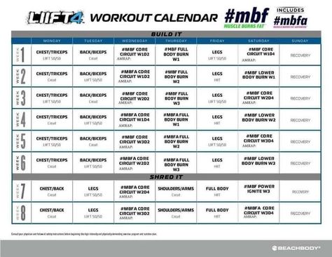 LIIFT4 - MBF/MBFA Hybrid - liift4 post - Imgur Beachbody Workout Schedules, Hybrid Beachbody Workouts Calendar, Hybrid Workouts, Push Pull Workout, Leg Circuit, 21 Day Fix Workouts, Beachbody Workout, 2b Mindset, Beachbody Workouts