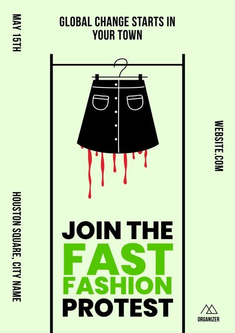 Simple Linear Join Fast Fashion Protest Poster Fast Fashion Graphic Design, Fast Fashion Poster, Fashion Protest, Fashion Zine, Protest Poster, Poster Edit, Poster Project, Protest Posters, Fashion Graphic Design