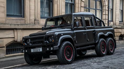 Kahn’s new Flying Huntsman is a 6x6 Defender pickup | Top Gear Kahn Defender, Land Rover Truck, Old Ford Pickup Truck, Defender 6x6, Jeep Pickup Truck, Dodge Pickup Trucks, Chevy Models, Pickup Trucks Bed, Truck Cargo