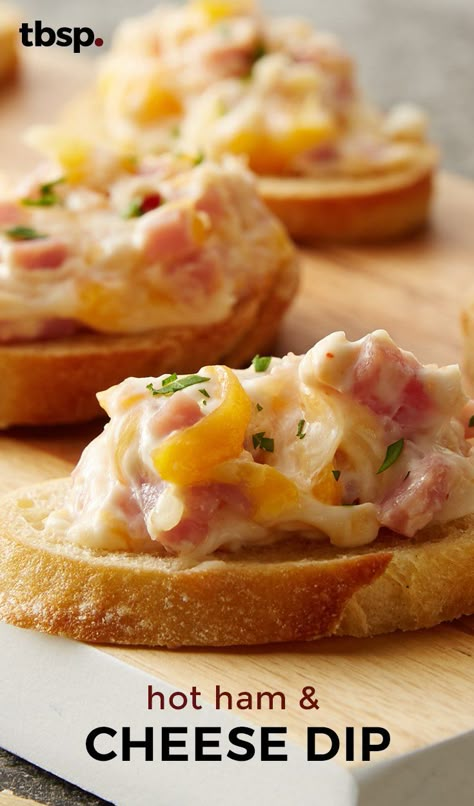 There's no way on earth you'll only have one bite of this dip. Ham And Cheese Dip, Hot Ham And Cheese, Elegant Appetizers, Dips And Appetizers, Water Chestnuts, Dip Recipes Easy, Snack Dip, Dips And Spreads, Dips Appetizers