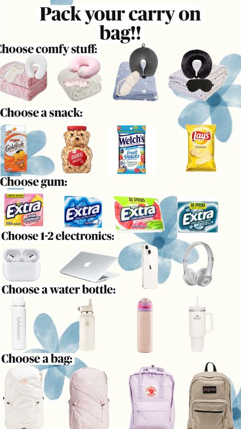 Things To Pack In Suitcase, Pack For Airplane, Stuff To Bring On A Plane, Plane Essentials, Long Road Trip Essentials, Trip Essentials Packing Lists, What To Pack For Vacation, Airplane Carry On, Road Trip Bag