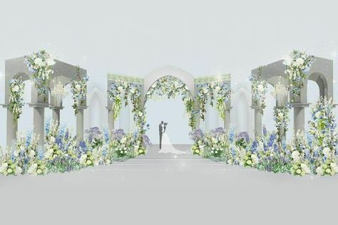 Outdoor Wedding Backdrops, Digital Wedding Invitations Templates, Wedding Artwork, Flower Backdrop Wedding, Reception Backdrop, Digital Invitations Wedding, Wedding Stage Design, Classic Wedding Decorations, Dream Wedding Decorations