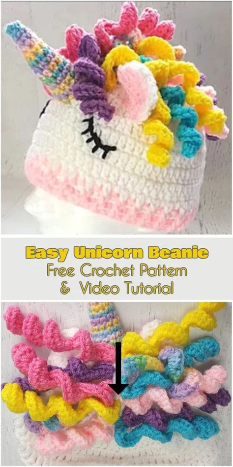 Crochet Unicorn Pattern Free, Crochet Unicorn Hat, Crochet Unicorn Pattern, Bandeau Au Crochet, Unicorn Hat, Crochet Kids Hats, Crochet Hats Free Pattern, Crochet Unicorn, Unicorn Pattern