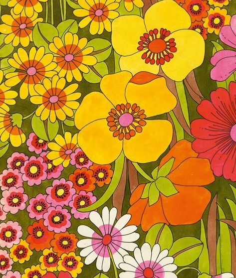 60s Aesthetic, 60s Art, 60s Hippie, Hippie Wallpaper, Motif Vintage, Art Collage Wall, Hippie Art, Art Deco Interior, Retro Flowers