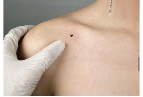 Little heart, black Jet Black Heart Tattoo, Micro Heart Tattoo, Small Tattoo Heart, Black Heart Tattoo, Black Heart Tattoos, Jet Black Heart, Tattoo Heart, Collar Bone, Small Tattoo