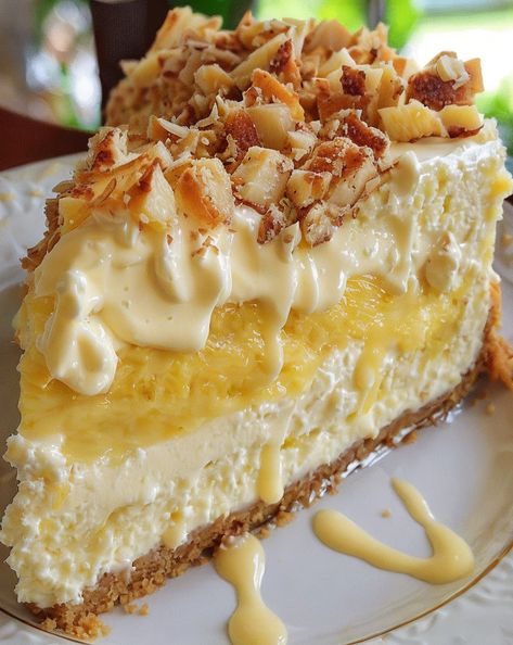 Indulge in a tropical delight with this Pineapple Cream Cheesecake! Rich, creamy, and bursting with pineapple flavor. Perfect for dessert lovers! 🍍🥧 #Cheesecake #PineappleDessert #TropicalTreat #DessertRecipe #YummyBakes Pineapple Heaven Cheesecake, Pineapple Cheesecake Recipes, Pineapple Cheesecake, Caramel Apple Dump Cake, Pineapple Desserts, Coconut Cheesecake, Cream Cheesecake, Apple Dump Cakes, Classic Cheesecake