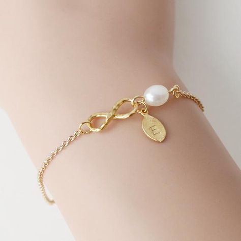 Gold Bridesmaid Bracelet, Bracelet Best Friends, Gold Infinity Bracelet, Friends Bracelet, Gold Bracelet Simple, Pearl Bracelet Wedding, Flower Girl Bracelets, Girl Bracelet