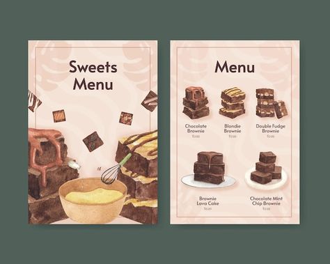 Design For Brochure, Strawberry Baking, Brownies Ideas, Brownie Packaging, Homemade Brownie, Food Art Painting, Sweet Bites, Bakery Menu, Menu Design Template