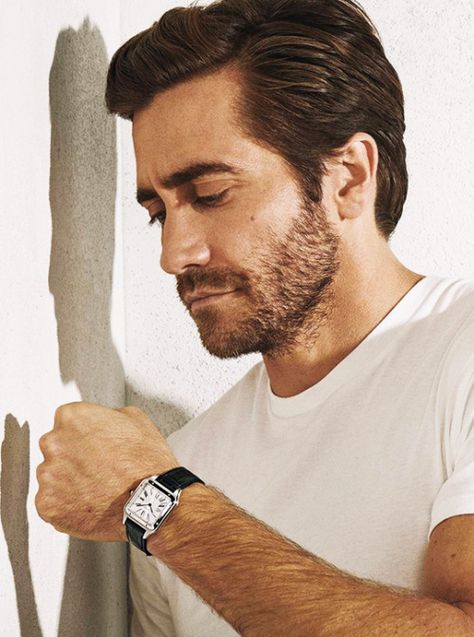 Jake Gyllenhaal for Santos De Cartier Jake Gyllenhaal Beard, Beard Illustration, Strong Woman Tattoos, Beard Logo, Jake G, Beautiful Women Quotes, Handsome Men Quotes, Beard Haircut, Beautiful Tattoos For Women