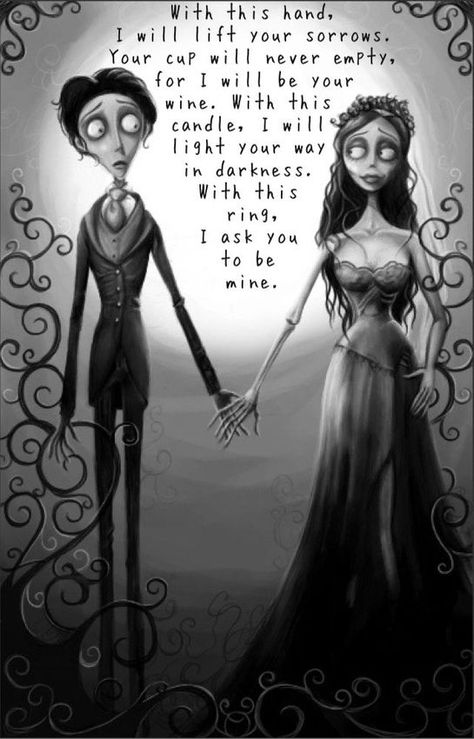 Adult Quotes, Renewing Vows, Jack Y Sally, The Corpse Bride, Halloween Themed Wedding, Tim Burton Art, Tim Burton Films, Tim Burton Movie, Goth Wedding