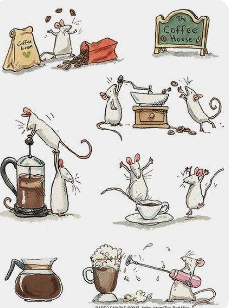 Maus Illustration, Grind Coffee, Anita Jeram, Mouse Illustration, Mouse Drawing, 강아지 그림, Simply The Best, Daily Grind, Flour Sack Towels