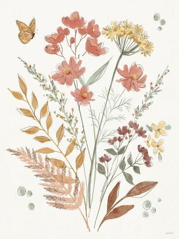 size: 12x9in Art Print: Full Bloom IV by Anne Tavoletti : Vintage Pictures Of Flowers, Antique Flower Painting, Country Wall Prints, Cottage Core Prints, Colorful Cottage Core, Cottagecore Prints, Vintage Floral Wall Art, Core Ideas, Cottage Core Art