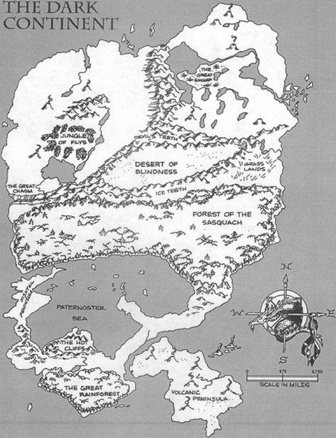 Synnibarr - the Dark Continent Continent Map, Dark Continent, Tumblr Account, Fantasy World, Roleplaying Game, Fantasy Creatures, Dungeons And Dragons, The Darkest, Vintage World Maps