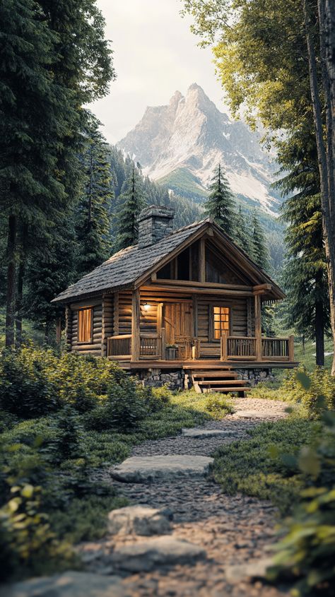 A Cozy Cabin in the Forest with Mountain Views Cabin In The Forest, Wilderness Cabins, Forest Homes, Emerald Forest, Cabin In The Mountains, Beautiful Cabins, House Cabin, Small Cabin, Tiny House Cabin