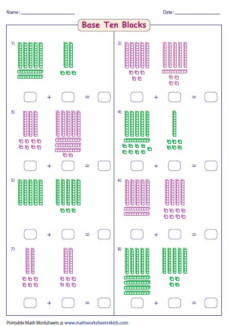 Base 10 Addition Worksheets 2digit Addition, Two Digit Addition, Adding Worksheets, Double Digit Addition, Base 10 Blocks, Base Ten Blocks, Addition And Subtraction Worksheets, Math Place Value, Math School