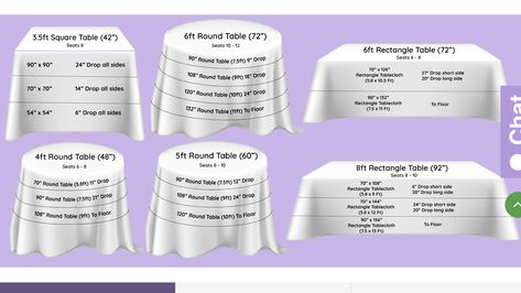 Reception Table Layout, Tablecloth Size Chart, Cheap Tablecloths, Wedding Reception Layout, Reception Layout, Corporate Events Decoration, Cheap Table, Bridal Shower Tables, Wedding Tablecloths