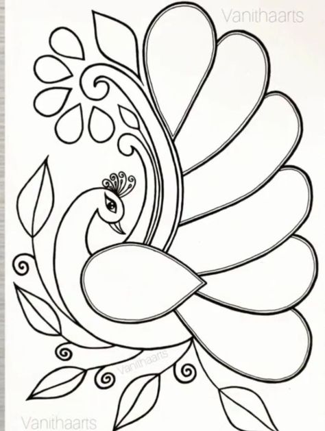 Peacock Embroidery Designs, Flower Pattern Drawing, Aari Design, Birds Embroidery Designs, Flower Drawing Design, Simple Embroidery Designs, Pola Sulam, Hand Work Embroidery, Simple Embroidery