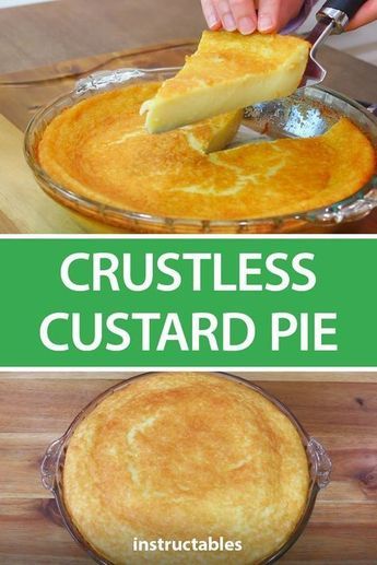 Crustless Custard Pie, Crustless Custard, Crustless Pie, Pie With Whipped Cream, Custard Pies, Custard Pie Recipe, Baked Custard, Custard Desserts, Custard Cake