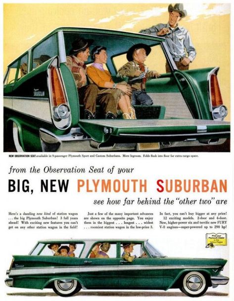 See the Plymouth Suburban station wagons from back in the '50s - Click Americana Suburban Car, Bmw Classic Cars, Station Service, Bmw Classic, Cars Vintage, Foose, Car Advertising, Old Ads, Us Cars