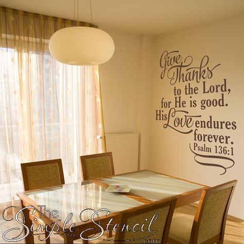 Wall Scripture, Bible Verse Vinyl, Vinyl Tree Wall Decal, Simple Stencil, Scripture Wall Decal, Popular Bible Verses, Psalm 136, Bible Wall Decals, Vinyl Flooring Kitchen