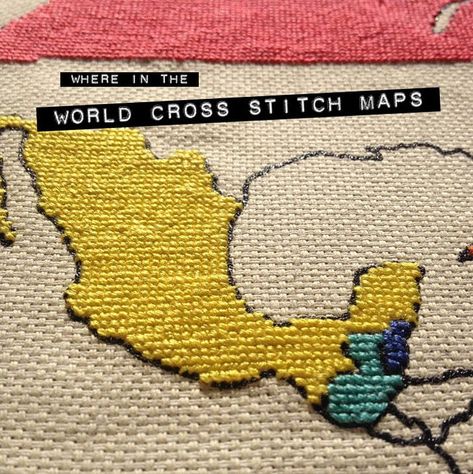 Cross Stitch Map, Travel Crafts, Travel Maps, Keep Track, A Cross, Stitch Embroidery, Stitch Design, Cross Stitch Designs, Counted Cross Stitch