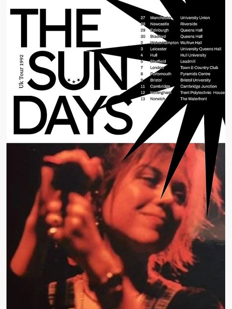 "The Sundays Tour" Poster for Sale by novaplant | Redbubble Hail The Sun Poster, The Sundays Band Poster, The Sundays Aesthetic, The Sundays Poster, The Sundays Band, Band Poster Design, Tour Poster Design, Media Coursework, Funky Posters