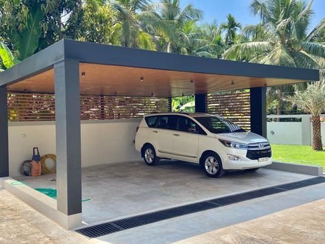 Small Car Parking Area Ideas, Open Garage Design, Parking Ideas For Home, Cocheras Ideas Garages, Garage Ideas Exterior, Detached Carport Ideas, House Garage Design, Flat Roof Garage, Cocheras Ideas