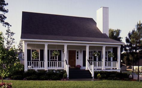 Usually simple in design, a French Creole home is small, typically one-story high and consists primarily of wood Acadian Style Homes, Acadian Homes, Acadian House Plans, Country Cottage Homes, Creole Cottage, House Plans One Story, Southern House Plans, House Plan Gallery, House Plans And More