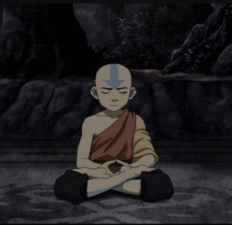 Avatar The Last Airbender Meditation, Aang Profile Picture, Avatar Aang Meditation, Aang Meditating, Avatar The Last Airbender Pfp, Avatar The Last Airbender Icons, Reflection Design, Avatar Tattoo, Aang The Last Airbender