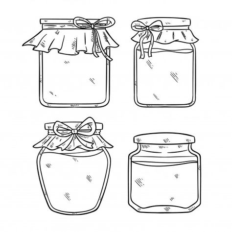 Jar Illustration, Mason Jar Cards, Bottle Drawing, Vintage Stickers, White Jar, Vector Food, Bullet Journal Ideas Pages, Planner Bullet Journal, Doodle Drawings