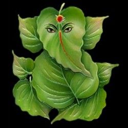 Green leaf vinayagar god Ganesha Leaf Art, Leaf Ganesha Drawing, Vinayagar Painting, Leaf Ganesha, Hand Props, Coffee Art Drawing, Pictures Of Leaves, Leaf Art Diy, Leaf Craft