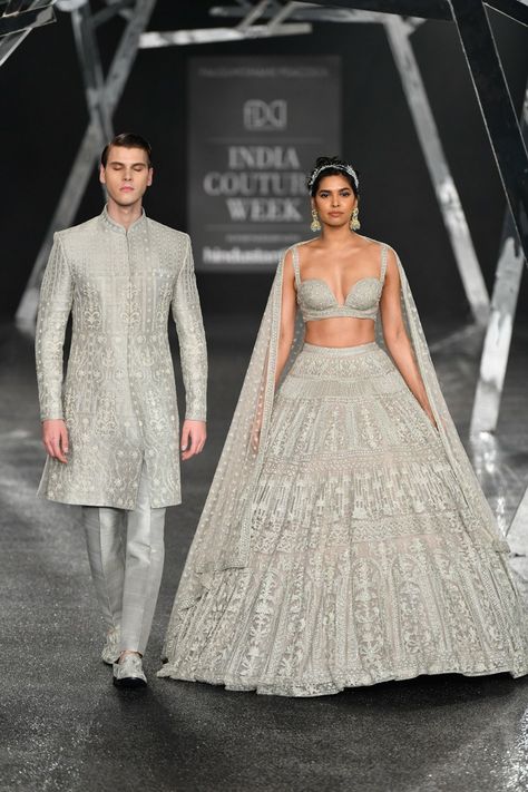 Silver Wedding Gown, Reception Lehengas, Silver Wedding Gowns, Falguni Shane Peacock, Indian Wedding Dresses, Indian Wedding Gowns, Indian Groom Wear, Indian Bridal Lehenga, Womens Trendy Dresses