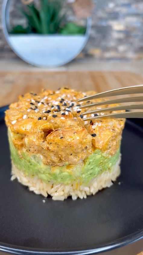 Abby 💋’s Instagram profile post: “Sushi Shrimp Stack … TikTok made me do it ! -Shrimp -Cucumber -Avocado -Rice #sushi #yummy #ricebowl #seafood #foodie #quickmeals” Shrimp Stack, Sushi Balls, Rice Sushi, Rice Mold, Avocado Rice, Shrimp Sushi, Shrimp Rice, Cucumber Avocado, Shrimp And Rice