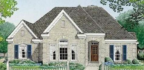 Plan 410-349 - Houseplans.com French Provincial House, French Provincial House Plans, Brick Detailing, Bathroom French Country, Exclusive House Plan, Provincial Home, Basement House Plans, Brick Detail, European House Plans