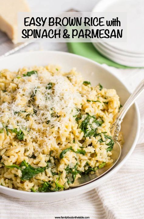 Brown Rice Side Dish, Brown Rice Dishes, Rice With Spinach, Rice Recipes Side, Parmesan Rice, Healthy Rice Recipes, Recipes With Parmesan Cheese, Rice Side Dish Recipes, Healthy Rice