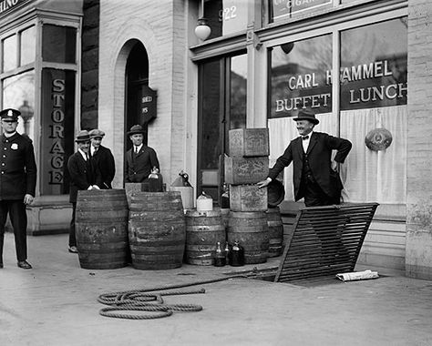 A liquor raid Bathroom Collage, School Daze, Roaring 20's, Business Men, Basement Decor, Roaring Twenties, Contemporary Photography, Small Photos, 6th Grade