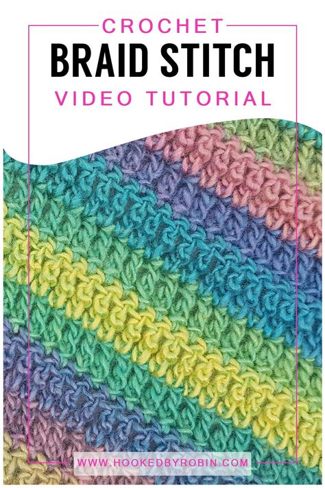 Crochet Braid Stitch [Free Video Tutorial & Written Pattern!] — Hooked by Robin Fisherman Stitch Crochet, Braid Stitch, Braid Stitch Crochet, Braided Wheat Stitch Crochet, Crochet Waves Stitch, Crochet Long Wave Stitch Blanket, Hooked By Robin, Long Wave Crochet Stitch, Ocean Wave Crochet Stitch