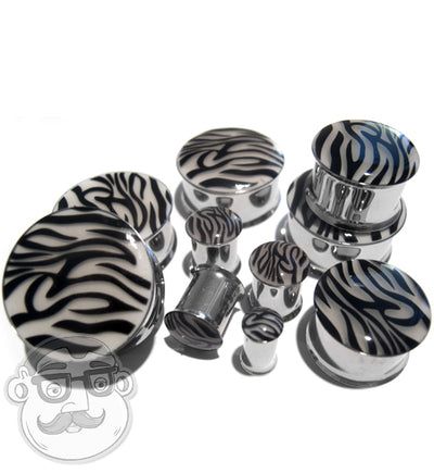 Pretty Plugs, Purple Zebra Print, Tapers And Plugs, Ear Tapers, Purple Zebra, Stone Plugs, Cool Piercings, Labret Piercing, Eyebrow Piercing