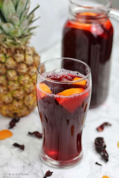 Zobo drink - Sorrel drink - K's Cuisine Zobo Drink, Sorrel Drink, Nigerian Foods, Hibiscus Drink, Nigerian Recipes, Tropical Food, African Cooking, Puff Recipe, Nigerian Food