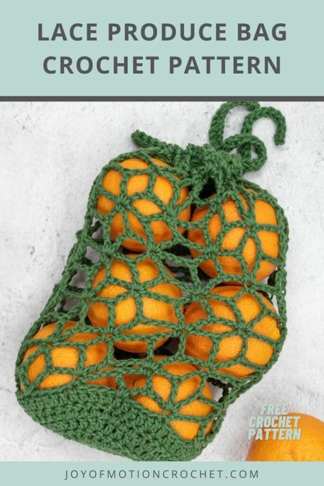 The Produce Bag Crochet Pattern is a great pattern for a reusable bag. Bring your crocheted veggie bags to the store and skip using plastic.  With a beautiful lace crochet stitch, this is for sure a great crocheted produce bag. Pick your favorite yarn colors & make a few of these before your next grocery run. Crochet Dreams, Bag Crochet Pattern, Accessories Crochet, Foundation Single Crochet, Crochet Pillow Cover, Crochet Fruit, Front Post Double Crochet, Crochet Clutch, Crochet Blog