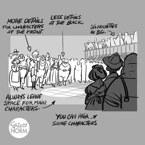 Griz And Norm, Crowd Drawing, Storyboard Examples, Storyboard Ideas, Tuesday Tips, Comic Book Layout, Animation Storyboard, Comic Tutorial, Art Advice