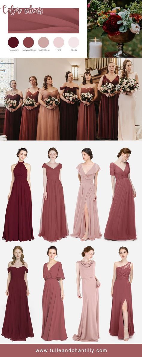 Complimentary Bridesmaid Dresses, Alternating Bridesmaid Dress Colors, 5 Bridesmaids Mismatched, Red Bridesmaid Dresses Fall, Merlot Wedding Colors, Mismatched Bridesmaid Dresses Fall, Mismatched Burgundy Bridesmaid Dresses, Multi Color Bridesmaid Dresses, Christmas Bridesmaid Dresses