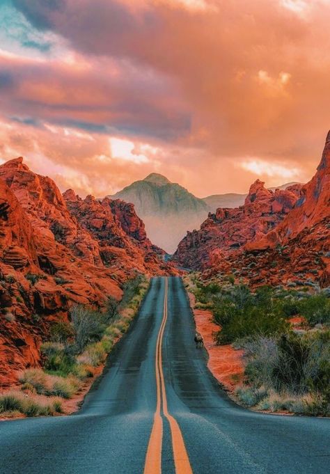 Valley Of Fire State Park, Empty Road, Valley Of Fire, In The Desert, The Desert, State Park, Nevada, On The Road, The Road