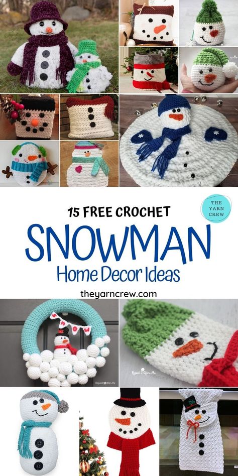 Crochet Snowman Garland Free Pattern, Crochet Snowman Blanket, Crochet Patterns Snowman, Crochet Snowman Wall Hanging, Christmas Crocheting Ideas, Crochet Snowmen Patterns Free, Free Crochet Snowman Pattern, Crochet Winter Decor, Crocheted Snowman Pattern Free