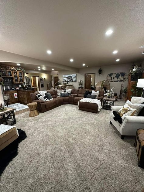 Den Inspiration Room Ideas, Comfy Basement, Fully Furnished House, Basement Living Room, Theater Rooms, Mtv Cribs, Den Ideas, Basement Living, Basement Living Rooms