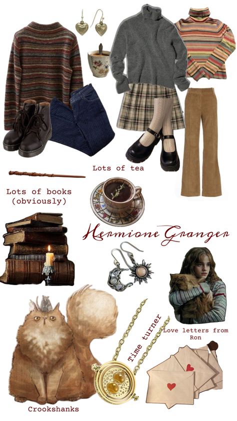 Hermione Granger Style Guide Hermione Granger Study, Hermione Granger Style, Hermione Granger Outfits, Hermione Granger Aesthetic, Gilmore Girls Outfits, Librarian Style, Harry Potter Girl, Harry Potter Style, Downtown Outfits