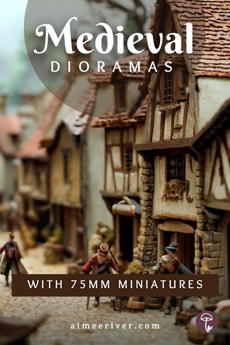 Diorama of a medieval town with 75mm miniatures Diorama Ideas Diy, Medieval Village Layout, Medieval Diorama, Diorama House, Dioramas Ideas, Fantasy Diorama, Miniature Town, Miniature Castle, Diorama Diy