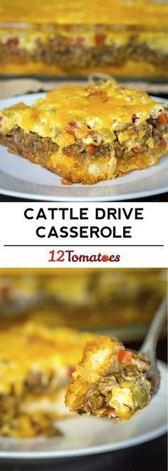 Cattle Drive Casserole Cattle Drive Casserole, Cattle Drive, One Dish Meals, Hamburger Recipes, Tater Tots, Carb Foods, Corn Dogs, Easy Casserole, Beef Dishes