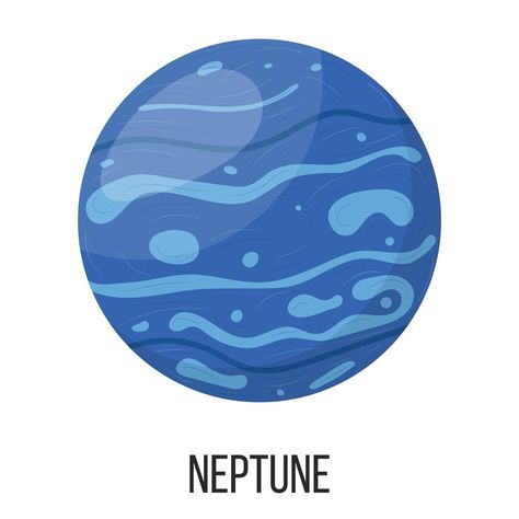 Planet Illustration Design, Neptune Planet Drawing, Neptunus Planet Aesthetic, Planet Neptunus, Planets Aesthetic Drawing, Solar System Cartoon, Cartoon Planets, The Neptunes, Solar System Clipart