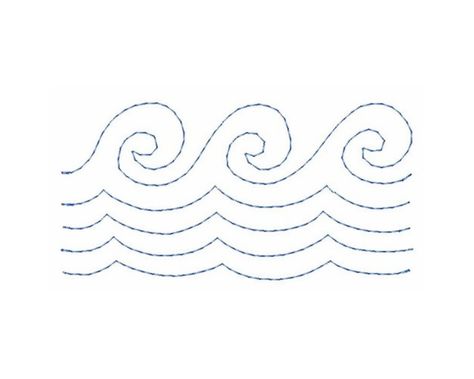 Waves Border Design, Waves Embroidery Pattern, Embroidery Waves Simple, Wave Embroidery Pattern Simple, Sashiko Embroidery Patterns, Embroidery Templates Free Printable, Embroidered Waves, Waves Embroidery, Embroidery Water